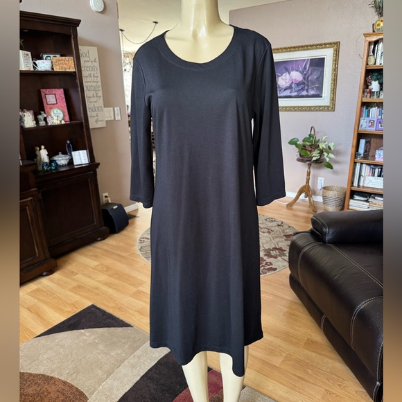 Susan Graver black 3/4 sleeve dress-size M - Picture 1 of 9